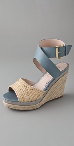 Rosegold Cali Raffia Wedge Sandals
