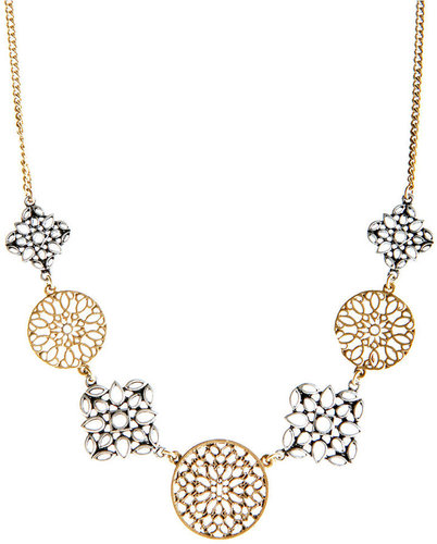 Lucky Brand Necklace, Two Tone Openwork Disc Collar Necklace