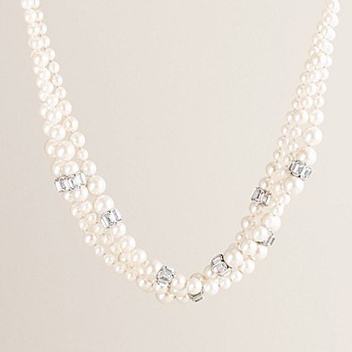 Triple-strand pearl and rondelle necklace