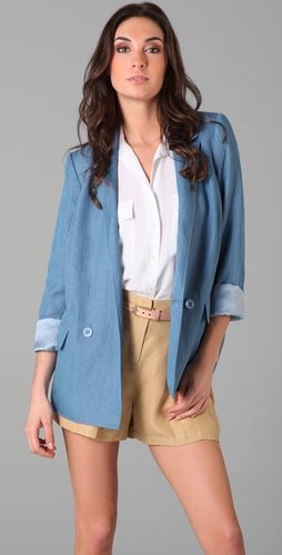 Tibi Chambray Angel Draped Jacket