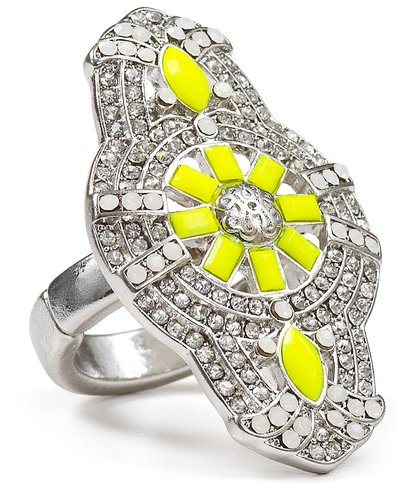 Aqua Yellow Deco Ring