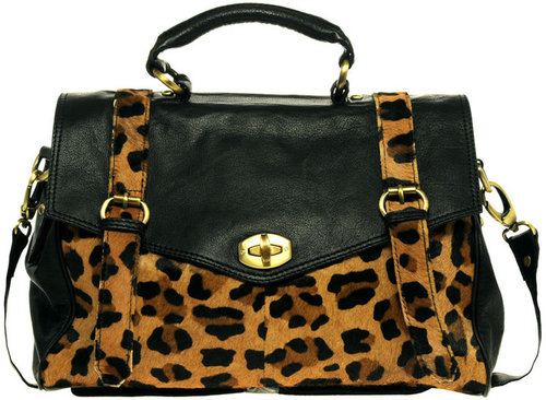 ASOS PREMIUM Leather Bag With Leopard Print Trim