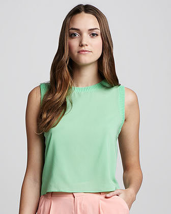 Alice + Olivia Silk Cropped Tank