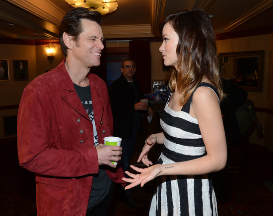 Olivia Wilde and Jim Carrey chatted at the 2013 SXSW Music, Film + Interactive Festival in Texas.
Olivia Wilde and Jim Carrey chatted at the 2013 SXSW Music, Film + Interactive Festival in Texas.