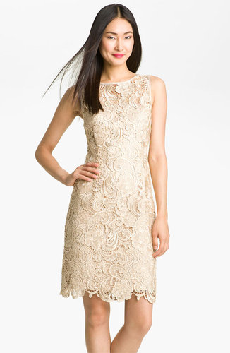 Adrianna Papell Illusion Bodice Lace Sheath Dress