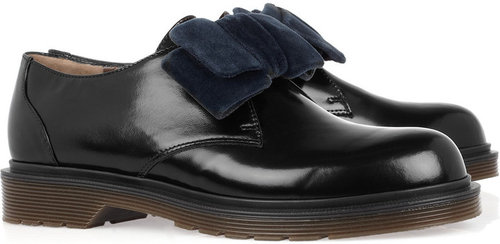 Marni Velvet-bow glossed-leather brogues