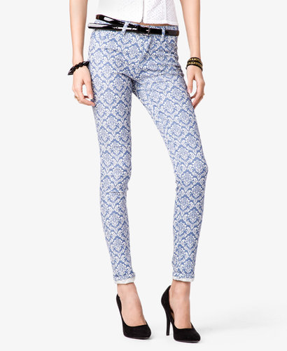 FOREVER 21 Damask Print Skinny Jeans