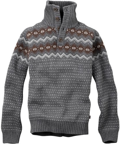 Timberland Men's Fair Isle Button Mock Sweater