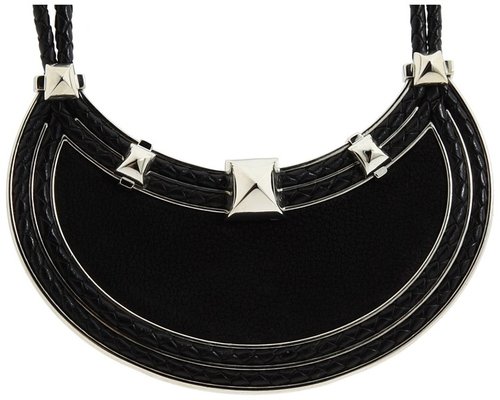 Vince Camuto - Charlie Leather Bib Necklace (Light Rhodium/Black Goat) - Jewelry
