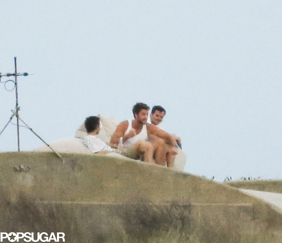 Liam Hemsworth hung out with friends.
Liam Hemsworth hung out with friends.