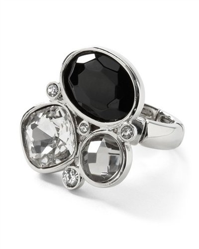 Crystal/Jet Stone Stretch Ring