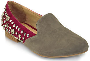 Jeffrey Campbell - Elegant Duo - Wine Suede Studded Loafer