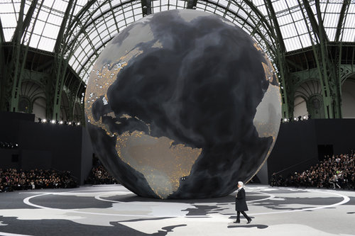 Karl Lagerfeld on the Globe From Chanel's Fall 2013 Show