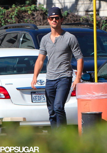Taylor Lautner headed to the batting cages.
Taylor Lautner headed to the batting cages.
