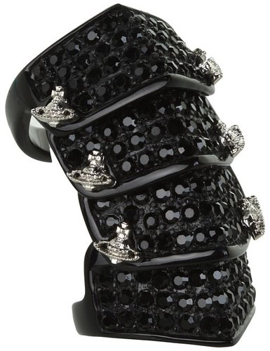 Vivienne Westwood - Resin Pave Armour Ring (Black/Jet) - Jewelry