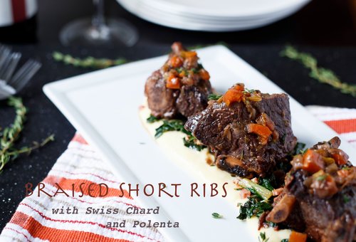 Braised Short Ribs with Swiss Chard and Polenta