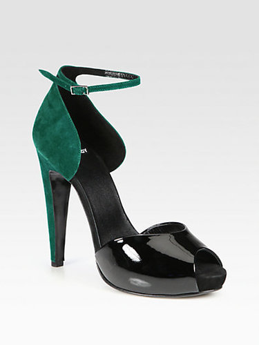 Pierre Hardy Colorblock Suede and Patent Leather d'Orsay Pumps