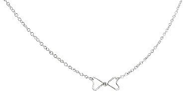 Jane Hollinger Tiny Bow Heart Necklace in Silver
