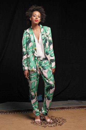 Solange Knowles wore a printed look before performing.
Solange Knowles wore a printed look before performing.