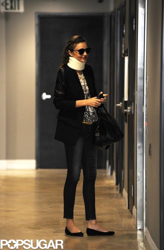 Miranda Kerr wore a neck brace in LA.
Miranda Kerr wore a neck brace in LA.
