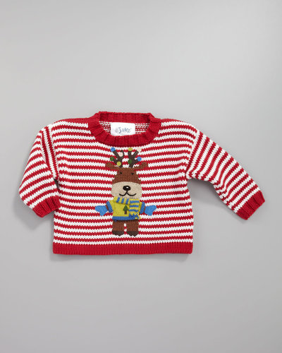 Art Walk Reindeer Striped Holiday Sweater