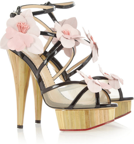 Charlotte Olympia Botanica orchid-embellished patent-leather sandals