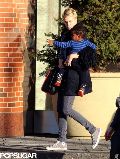 Charlize Theron stepped out with her son, Jackson, in Boston. Charlize Theron stepped out with her son, Jackson, in Boston.