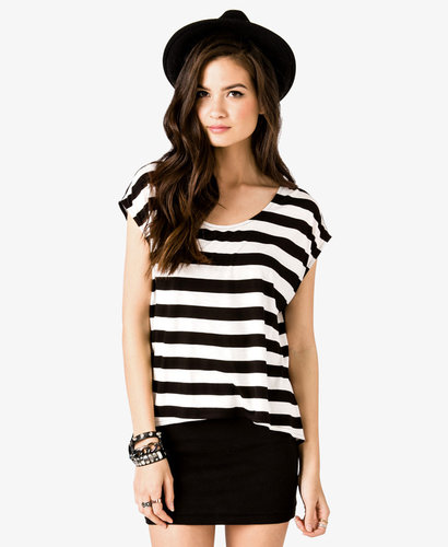 FOREVER 21 Chiffon Back Striped Top