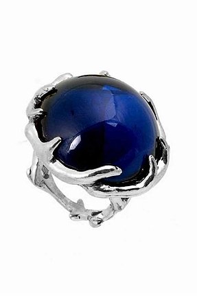 House of Harlow 1960 Antler Ring with Round Navy Cabochon in Silver