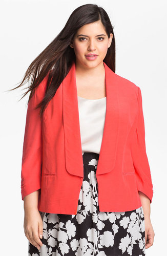 Sejour Ruched Sleeve Tuxedo Jacket (Plus)