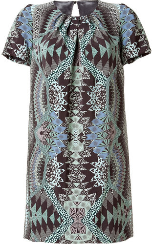 Matthew Williamson Jade/Black Printed Silk Dress