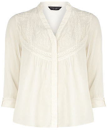 Ivory embroidered smock top