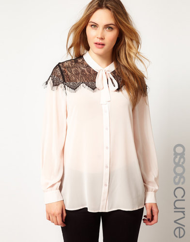 ASOS CURVE Blouse With Eyelash Lace