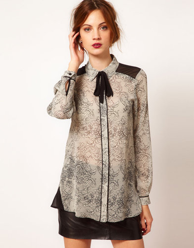 Warehouse Lace Print Blouse