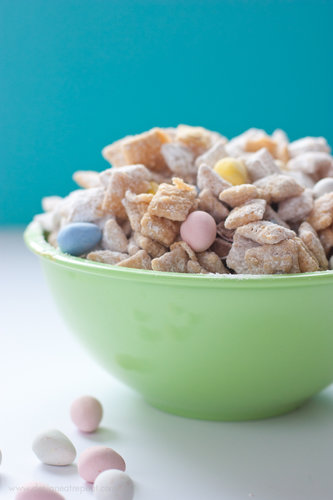 White Chocolate Puppy Chow With Cadbury Eggs White Chocolate Puppy Chow With Cadbury Eggs