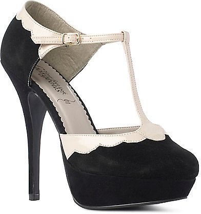 Scalloped Suede T-Bar Court