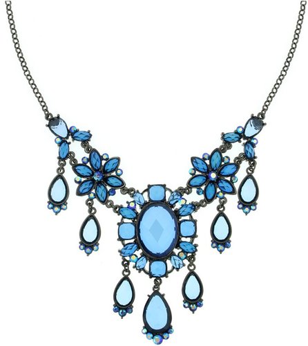 2028 Necklace, Blue Crystal Statement Necklace