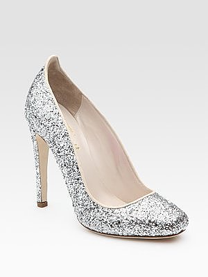Aizza Glitter-Coated Leather Pumps