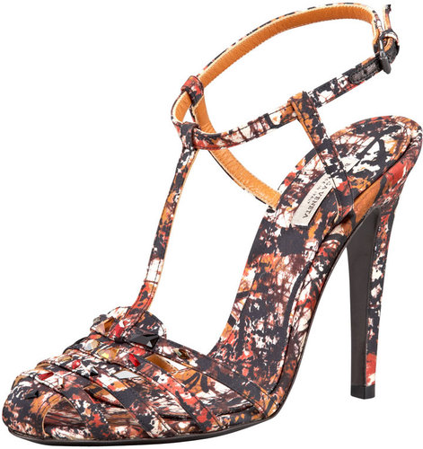 Bottega Veneta Printed Silk T-Strap Pump