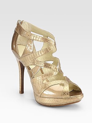 Leather and Watersnake Gladiator Sandals
