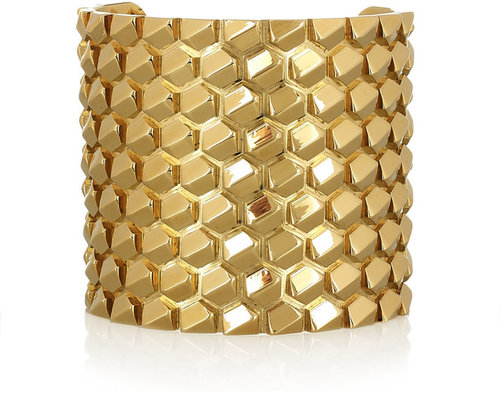 Roberto Cavalli Beehive gold-plated cuff