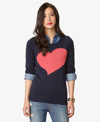 FOREVER 21 Essential Heart Crewneck Sweater