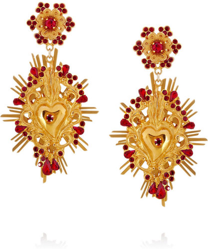 Dolce & Gabbana Gold-tone Swarovski crystal clip earrings