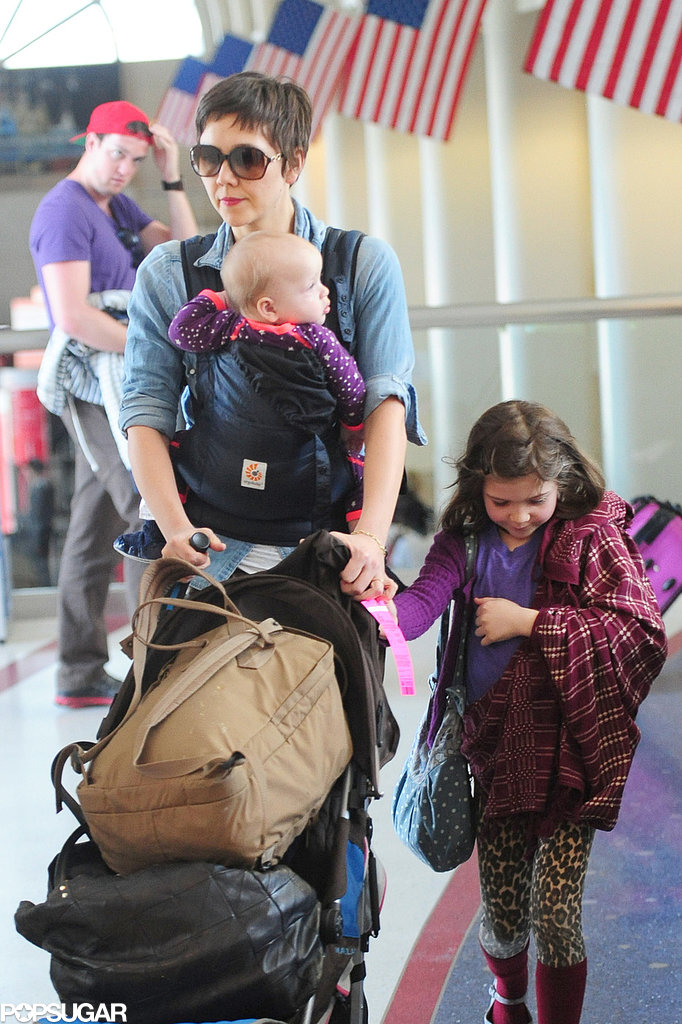 Maggie Gyllenhaal Lands in LA With Her Daughters | Pictures | POPSUGAR