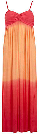 Coral colour block knot maxi