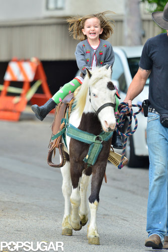 Seraphina Affleck rode a pony.
Seraphina Affleck rode a pony.