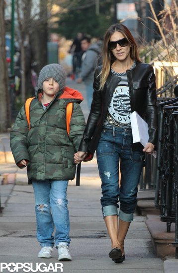 Sarah Jessica Parker and James Wilkie made their way to his school in NYC.
Sarah Jessica Parker and James Wilkie made their way to his school in NYC.