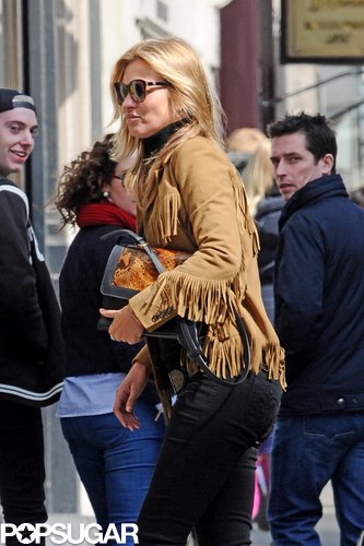 Kate Moss Wears Fringe For a London Lunch Date Kate Moss Wears Fringe For a London Lunch Date