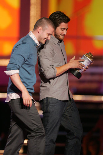 Justin Timberlake shared a laugh with Jake Gyllenhaal in 2006 after presenting him with an award for best kiss in Brokeback Mountain.
Justin Timberlake shared a laugh with Jake Gyllenhaal in 2006 after presenting him with an award for best kiss in Brokeback Mountain.