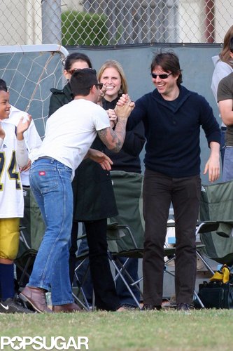 Tom Cruise got a high five from a friend while watching his daughter Isabella playing soccer in Beverly Hills in October 2006.
Tom Cruise got a high five from a friend while watching his daughter Isabella playing soccer in Beverly Hills in October 2006.